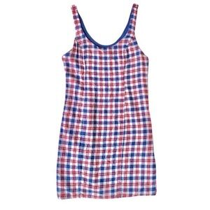 Plaid Blue Red Tartan Fuzzy Dress Checkered